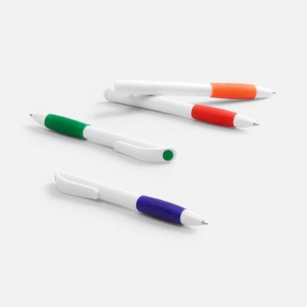 Ручка шариковая Grip, белая (молочная) с синим Ручка шариковая Grip, белая (молочная) с синим