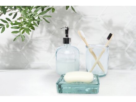 Jabony Набор для ванной, состоящий из 3 предметов из переработанного стекла, прозрачный Jabony Набор для ванной, состоящий из 3 предметов из переработанного стекла, прозрачный