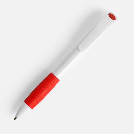Ручка шариковая Grip, белая с красным Ручка шариковая Grip, белая с красным