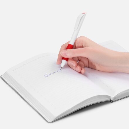 Ручка шариковая Grip, белая с красным Ручка шариковая Grip, белая с красным