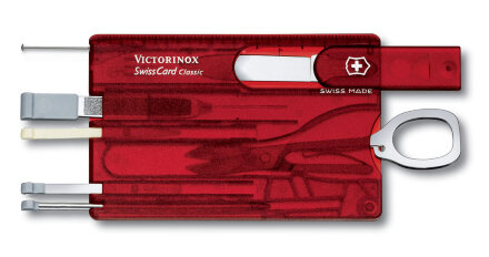 Швейцарская карточка VICTORINOX SwissCard Classic, 10 функций, полупрозрачная красная Швейцарская карточка VICTORINOX SwissCard Classic, 10 функций, полупрозрачная красная