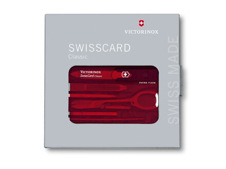 Швейцарская карточка VICTORINOX SwissCard Classic, 10 функций, полупрозрачная красная Швейцарская карточка VICTORINOX SwissCard Classic, 10 функций, полупрозрачная красная
