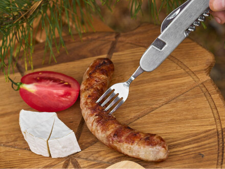 Нож перочинный Stinger, 109 мм, 8 функций, материал рукояти: нержавеющая сталь (серебристый)