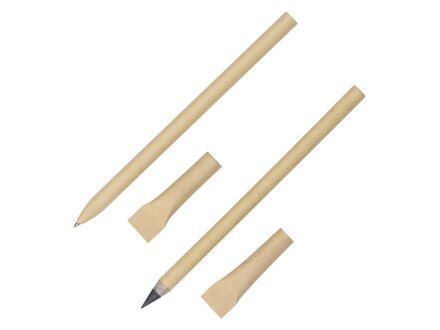 Набор из ручки и вечного карандаша из переработанной бумаги Recycled Duo, натуральный