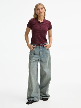 Рубашка поло женская Brandy Women, бордовая с белым Рубашка поло женская Brandy Women, бордовая с белым