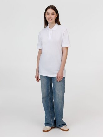 Рубашка поло унисекс Pacific, белая Рубашка поло унисекс Pacific, белая