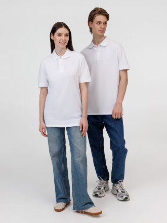 Рубашка поло унисекс Pacific, белая Рубашка поло унисекс Pacific, белая