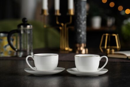 Набор на 2 персоны Select, белый с серебристой отводкой Набор на 2 персоны Select, белый с серебристой отводкой