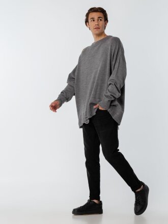 Джемпер оверсайз унисекс Grunge, серый Джемпер оверсайз унисекс Grunge, серый