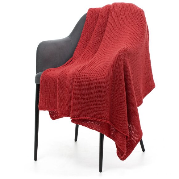Плед Knitly, красный (коралл) с нанесением логотипа