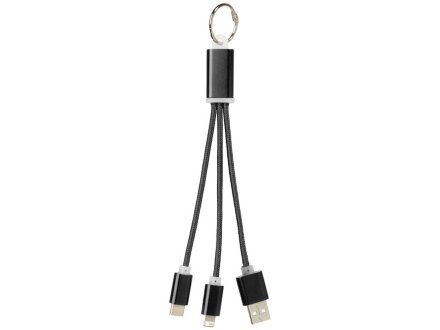 Кабель для зарядки Metal 3-в-1 с брелоком, черный Кабель для зарядки Metal 3-в-1 с брелоком, черный