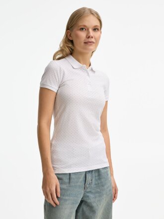 Рубашка поло женская Brandy Women, белая с темно-синим Рубашка поло женская Brandy Women, белая с темно-синим