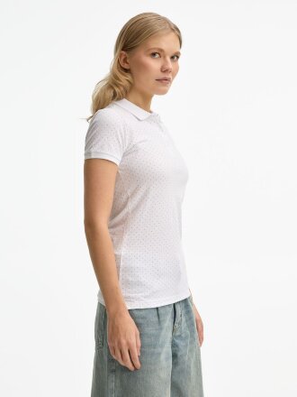 Рубашка поло женская Brandy Women, белая с темно-синим Рубашка поло женская Brandy Women, белая с темно-синим