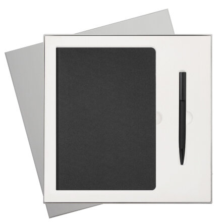 Подарочный набор Moon river, черный (ежедневник, ручка)