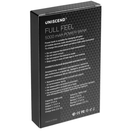 Внешний аккумулятор Uniscend Full Feel 5000 мАч, черный Внешний аккумулятор Uniscend Full Feel 5000 мАч, черный