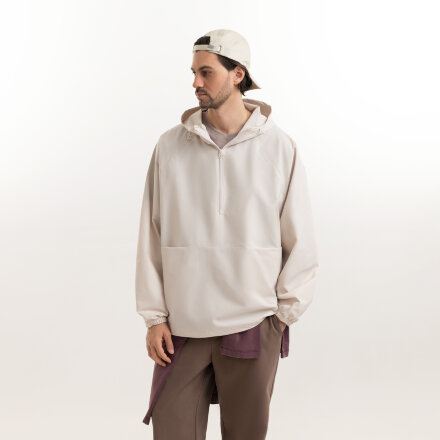 Ветровка (анорак) оверсайз унисекс RISSMAN, бежевая Ветровка (анорак) оверсайз унисекс RISSMAN, бежевая