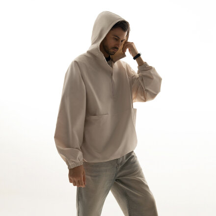 Ветровка (анорак) оверсайз унисекс RISSMAN, бежевая Ветровка (анорак) оверсайз унисекс RISSMAN, бежевая