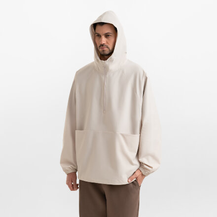 Ветровка (анорак) оверсайз унисекс RISSMAN, бежевая Ветровка (анорак) оверсайз унисекс RISSMAN, бежевая