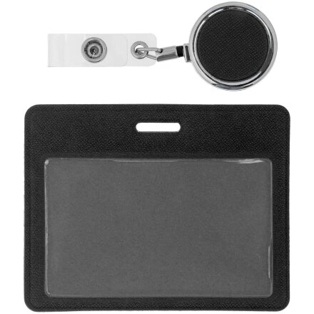 Чехол для карточки с ретрактором Devon, черный Чехол для карточки с ретрактором Devon, черный