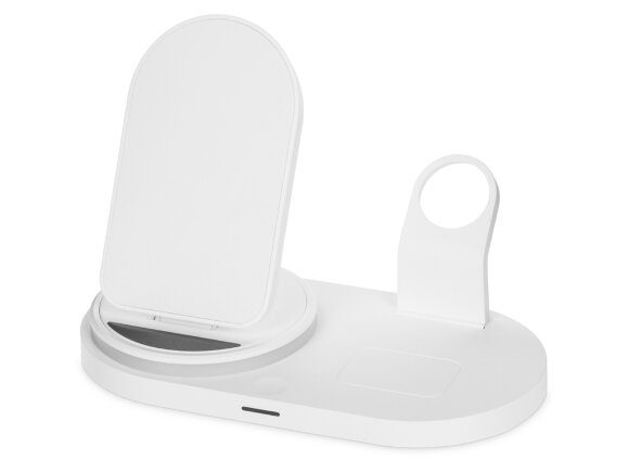 Складная зарядная станция с беспроводной зарядкой Flashport, 15 Вт, белый с нанесением логотипа