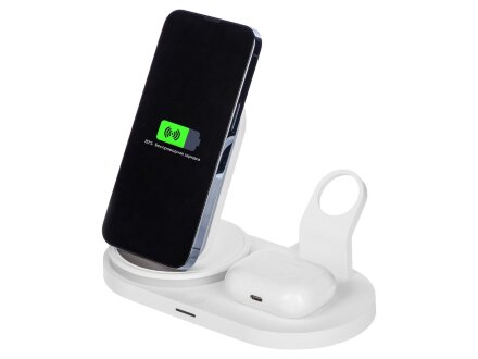 Складная зарядная станция с беспроводной зарядкой Flashport, 15 Вт, белый Складная зарядная станция с беспроводной зарядкой Flashport, 15 Вт, белый