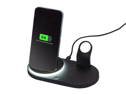 Складная зарядная станция с беспроводной зарядкой Flashport, 15 Вт, черный Складная зарядная станция с беспроводной зарядкой Flashport, 15 Вт, черный