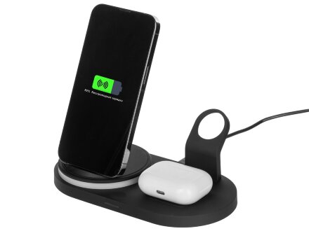 Складная зарядная станция с беспроводной зарядкой Flashport, 15 Вт, черный Складная зарядная станция с беспроводной зарядкой Flashport, 15 Вт, черный