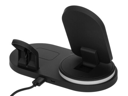 Складная зарядная станция с беспроводной зарядкой Flashport, 15 Вт, черный Складная зарядная станция с беспроводной зарядкой Flashport, 15 Вт, черный