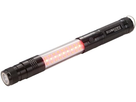 Телескопический фонарь с боковой лампой, черный