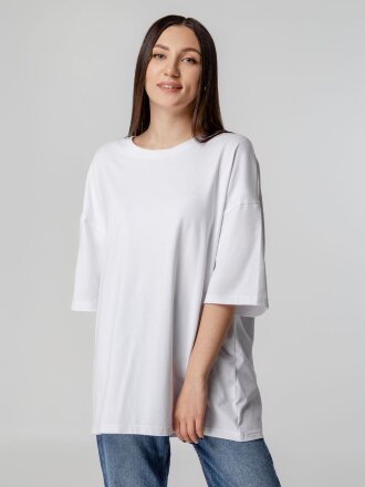 Футболка унисекс оверсайз Crosstown, белая Футболка унисекс оверсайз Crosstown, белая