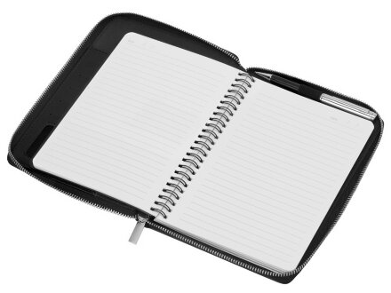 Бизнес-блокнот на молнии А5 Fabrizio с RFID защитой и ручкой, черный Бизнес-блокнот на молнии А5 Fabrizio с RFID защитой и ручкой, черный