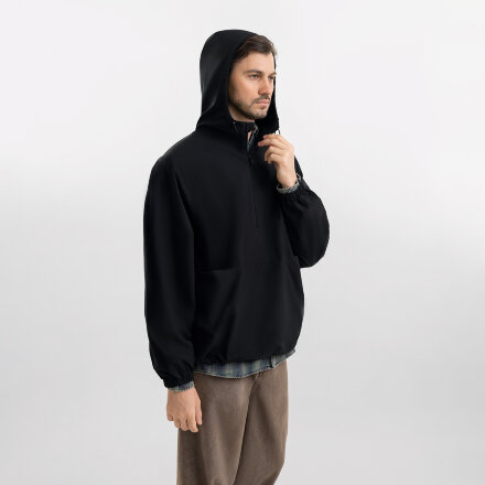 Ветровка (анорак) оверсайз унисекс RISSMAN, черная Ветровка (анорак) оверсайз унисекс RISSMAN, черная