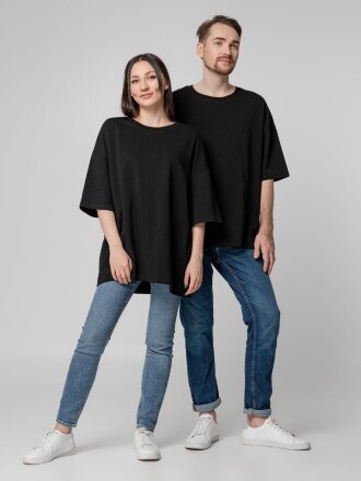 Футболка унисекс оверсайз Crosstown, черная Футболка унисекс оверсайз Crosstown, черная