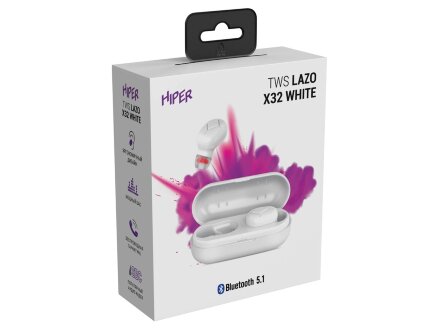 Наушники HIPER TWS Lazo X32 White (HTW-LX32) Bluetooth 5.1 гарнитура, Белый Наушники HIPER TWS Lazo X32 White (HTW-LX32) Bluetooth 5.1 гарнитура, Белый