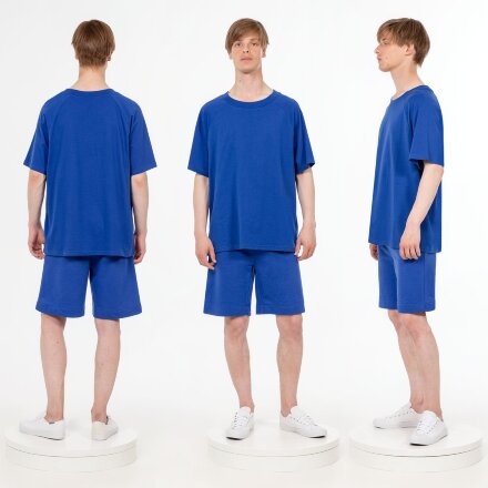 Футболка унисекс оверсайз T2, синяя Футболка унисекс оверсайз T2, синяя