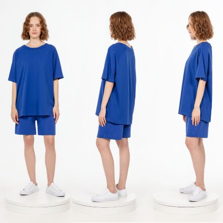 Футболка унисекс оверсайз T2, синяя Футболка унисекс оверсайз T2, синяя