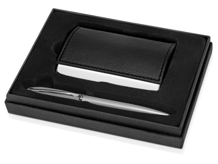Набор Партнер: визитница, ручка шариковая, черный Набор Партнер: визитница, ручка шариковая, черный