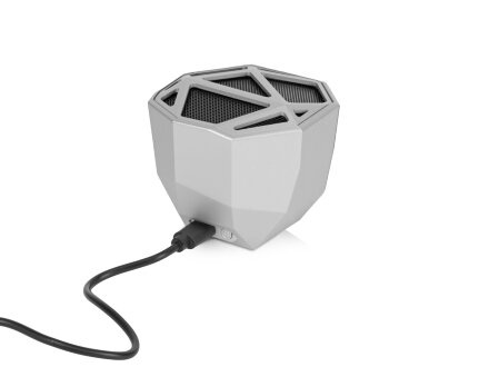 Портативная колонка Geo, серебристый + синяя подсветка Портативная колонка Geo, серебристый + синяя подсветка