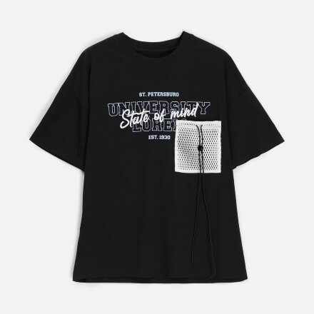 Футболка унисекс оверсайз T3, черная Футболка унисекс оверсайз T3, черная