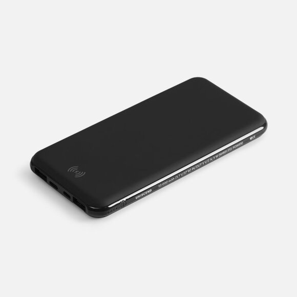 Аккумулятор с беспроводной зарядкой All Day Wireless, 10000 мАч, черный с нанесением логотипа