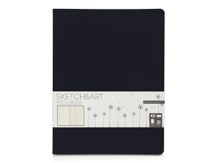 Скетчбук Sketch & Art в мягком переплете 178х230 мм, 32 л. бежевой бумаги 100 г/м2, черный