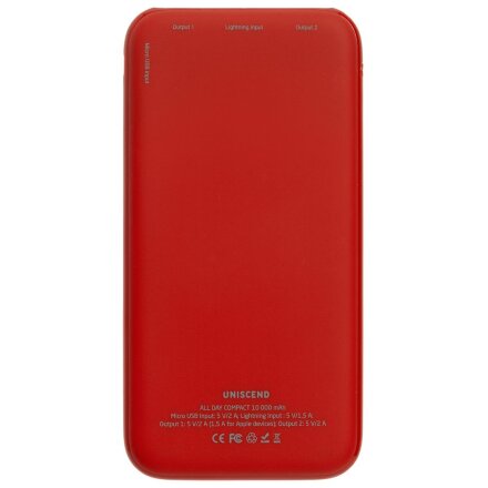 Внешний аккумулятор Uniscend All Day Compact 10000 мАч, красный