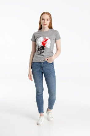 Футболка женская «Ты у меня вот здесь», серый меланж Футболка женская «Ты у меня вот здесь», серый меланж