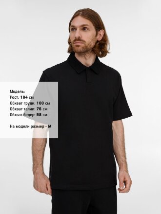 Рубашка поло унисекс Tiimi, черная Рубашка поло унисекс Tiimi, черная