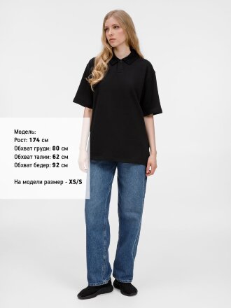 Рубашка поло унисекс Tiimi, черная Рубашка поло унисекс Tiimi, черная