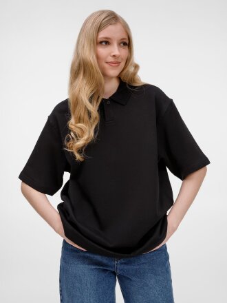 Рубашка поло унисекс Tiimi, черная Рубашка поло унисекс Tiimi, черная