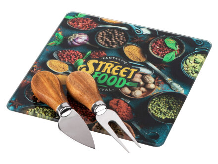 Набор для сыра Dorblue из стеклянной доски и вилки с ножом Набор для сыра Dorblue из стеклянной доски и вилки с ножом