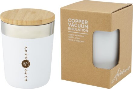 Lagan Кружка с медной вакуумной изоляцией объемом 300 мл и бамбуковой крышкой, белый Lagan Кружка с медной вакуумной изоляцией объемом 300 мл и бамбуковой крышкой, белый