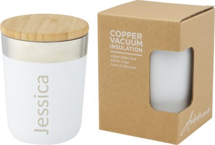 Lagan Кружка с медной вакуумной изоляцией объемом 300 мл и бамбуковой крышкой, белый Lagan Кружка с медной вакуумной изоляцией объемом 300 мл и бамбуковой крышкой, белый