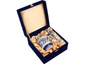 Набор: стакан с подстаканником и ложкой, белый/синий Набор: стакан с подстаканником и ложкой, белый/синий